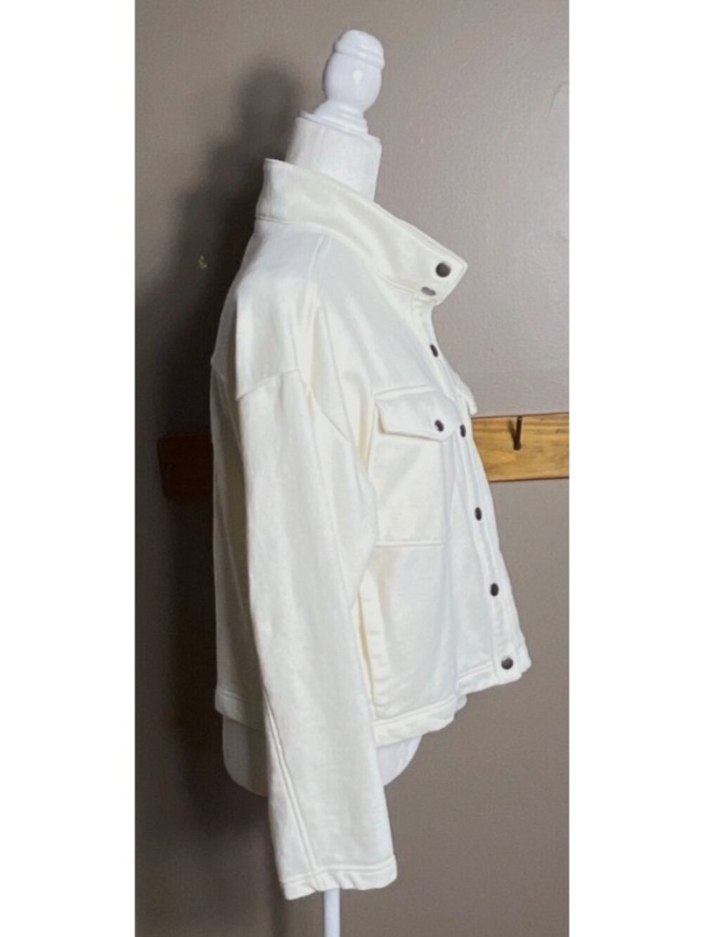 Johnny Was Calme Jacket Funnel Neck Ivory Elevated Athleisure Lux Preppy Women M - Picture 10 of 10